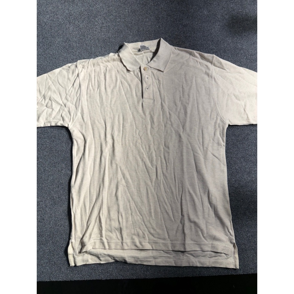 Cherokee Mens Short Sleeve‎ Polo Shirt Large Oatmeal Beige 100% Cotton Pique